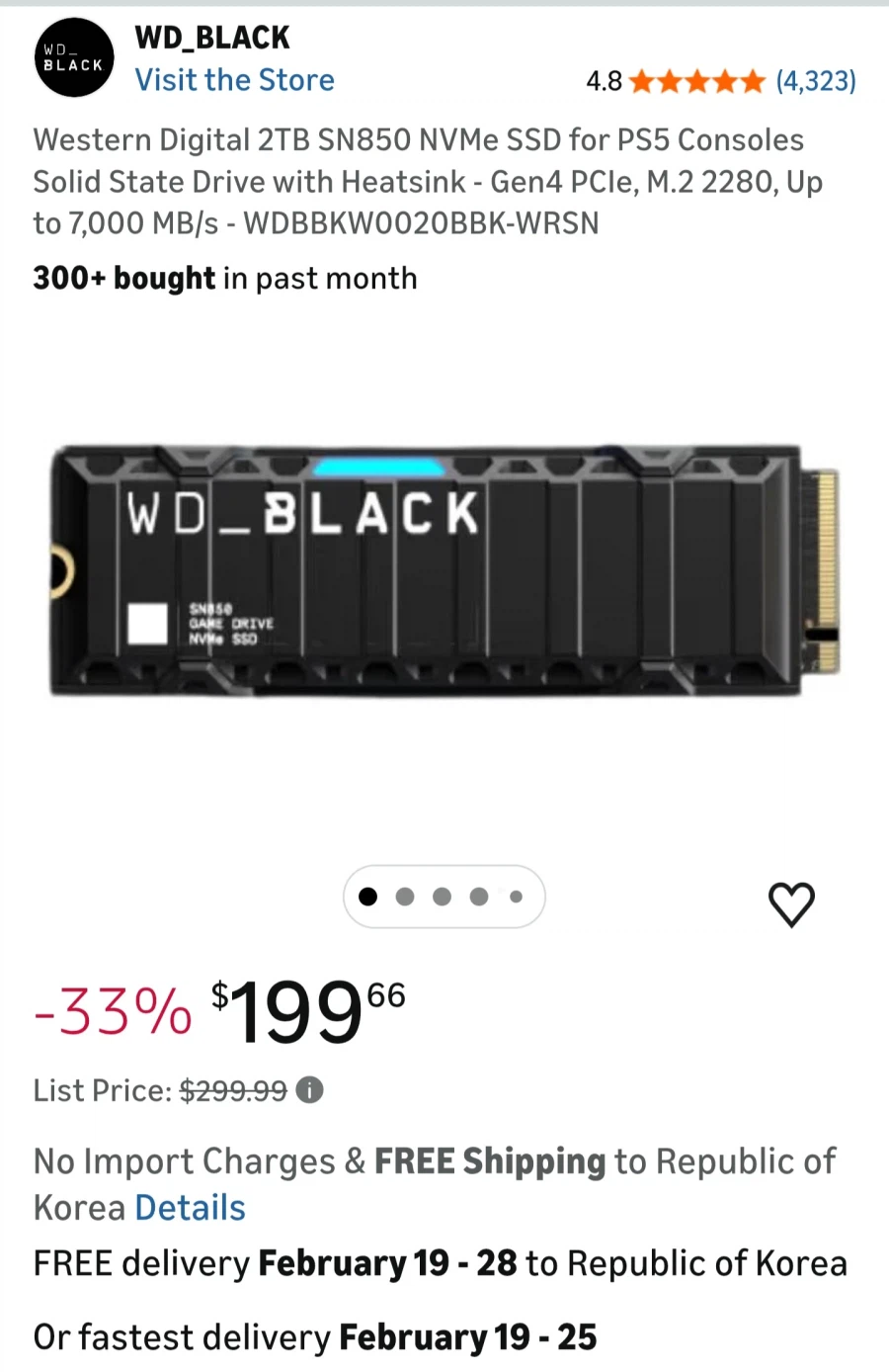 [아마존] WD SN850 NVMe SSD 2TB ($199.66/무배)_1.webp