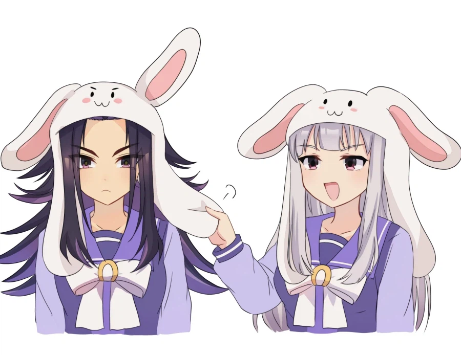 [말딸] 토끼 모자를 쓴 고루시와 메노_1.webp