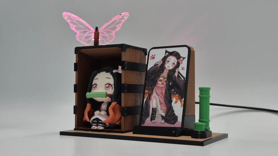 귀칼 네즈코 룩업 피규어 궤짝 무선충전기 무드등 제작_6.webp