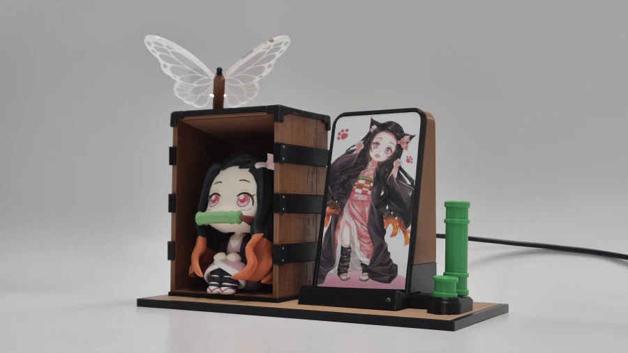 귀칼 네즈코 룩업 피규어 궤짝 무선충전기 무드등 제작_1.webp