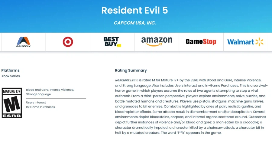 바이오 하자드 5의 리메이크가 ESRB에서 유출?_1.webp