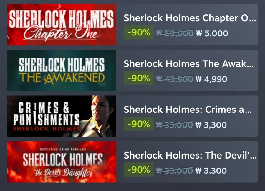 [스팀] 셜록홈즈 The Awakened 90% 할인 4,990원_3.webp