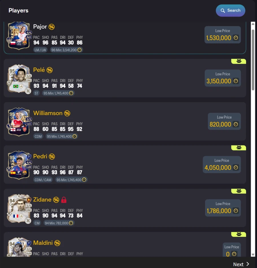 PC 계정 통 판매 (1100만코인, 토말디니, 토페드리,토모건 등)_1.webp