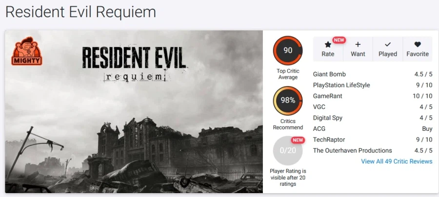 바이오 하자드 레퀴엠 - 오픈/메타크리틱 등재_1.webp