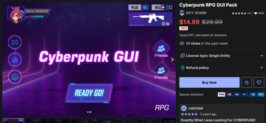 [에셋스토어] (무료) Cyberpunk RPG GUI Pack_1.webp