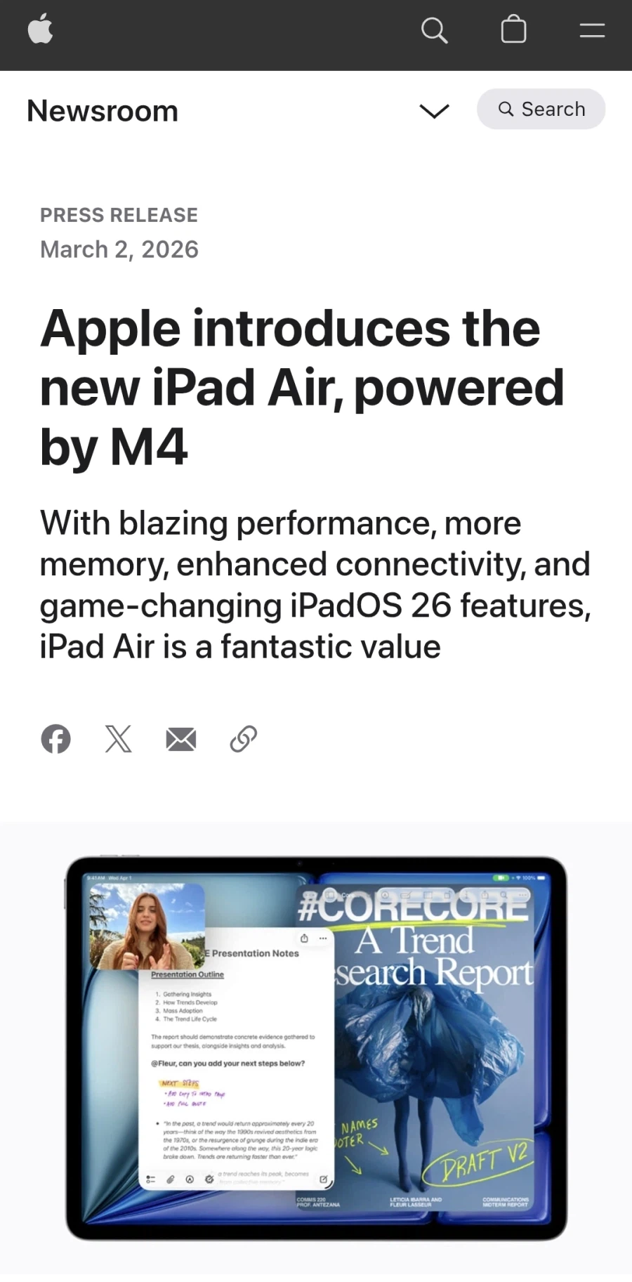 애플 M4 아이패드 에어 발표, 램 증가 가격 동결_1.webp