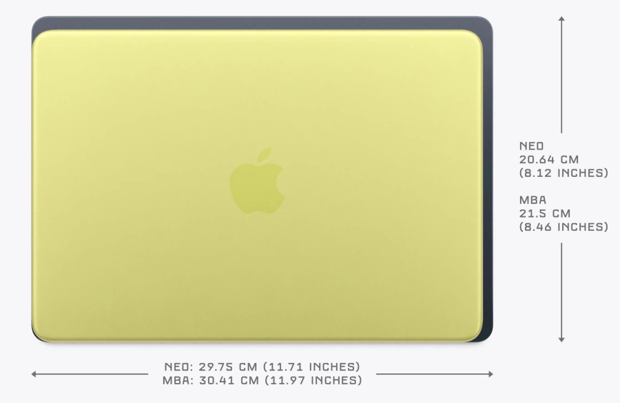 애플 맥북 네오 Vs. 맥북 에어 외관 주요 수치 비교_2.webp