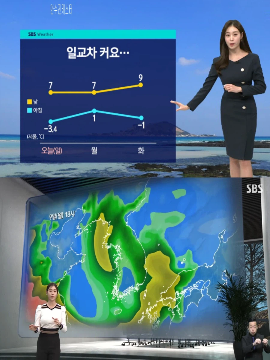 내일, 평년 기온 회복(초미세먼지 나쁨, 큰 일교차, 중부 중심 비 눈)_8.webp