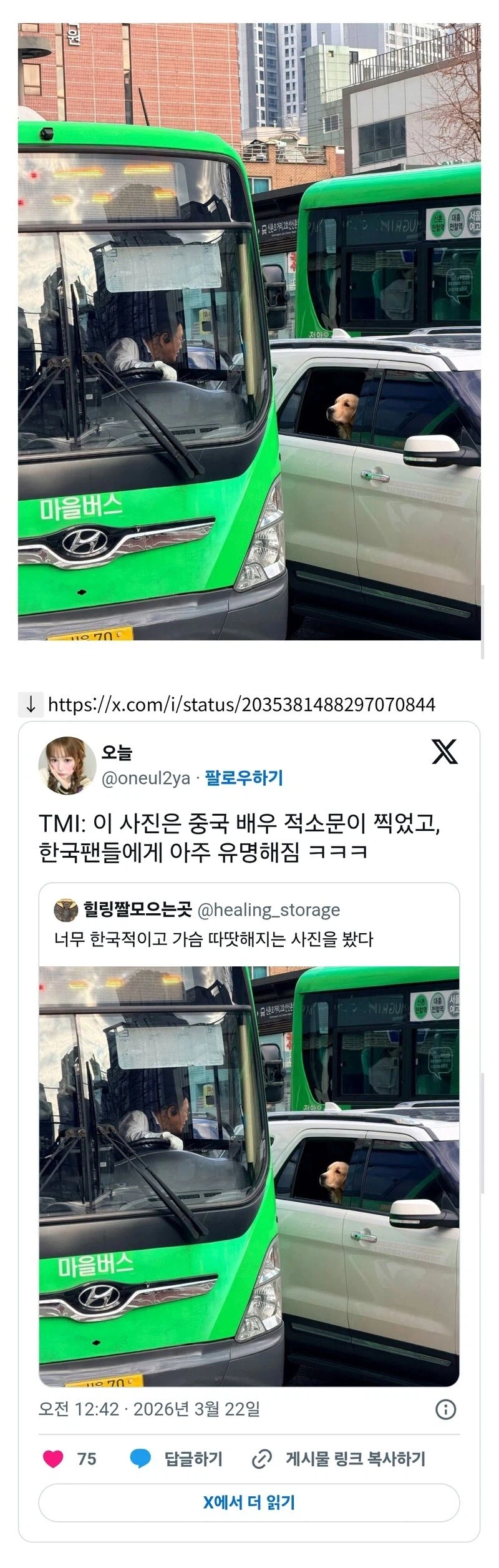 중국 배우가 우연히 찍었다는 한국의 어떤 풍경_1.webp