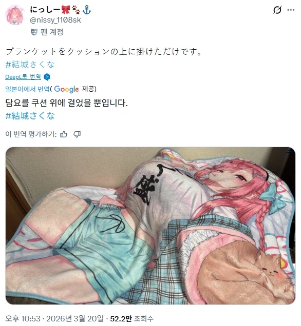 버튜버) 쿠션과 담요로 가슴을 만든 사람_1.webp