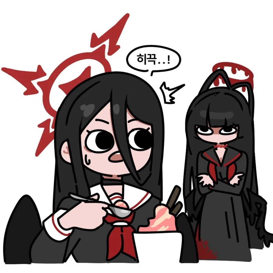 블루아카) 하스미 노려보는 츠루기.manhwa_1.webp