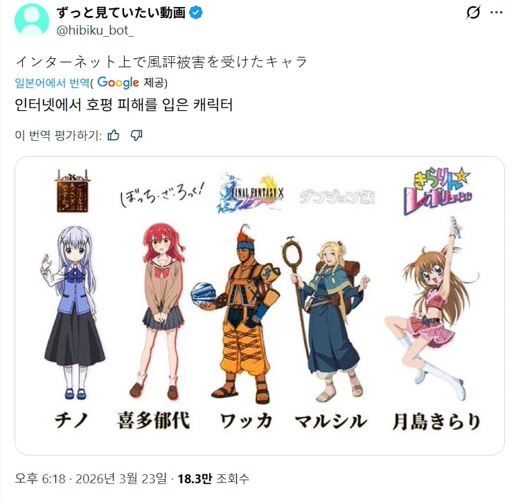 일본 인터넷에서 음해당하는 캐릭터들_1.webp