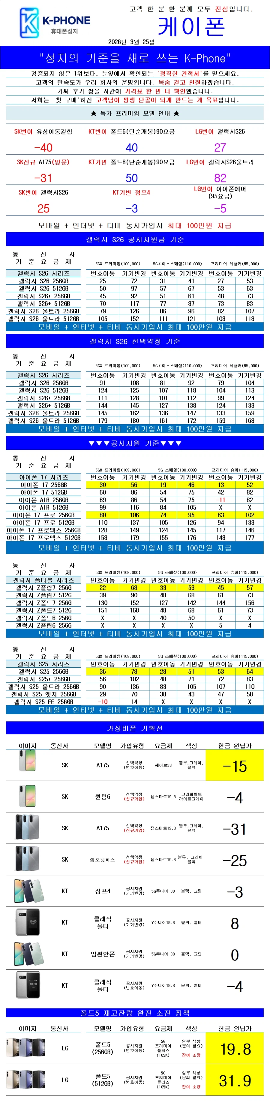 갤럭시S26 LG번이 95요금 27만/KT폴드6 번이 40만 특가확인_1.webp