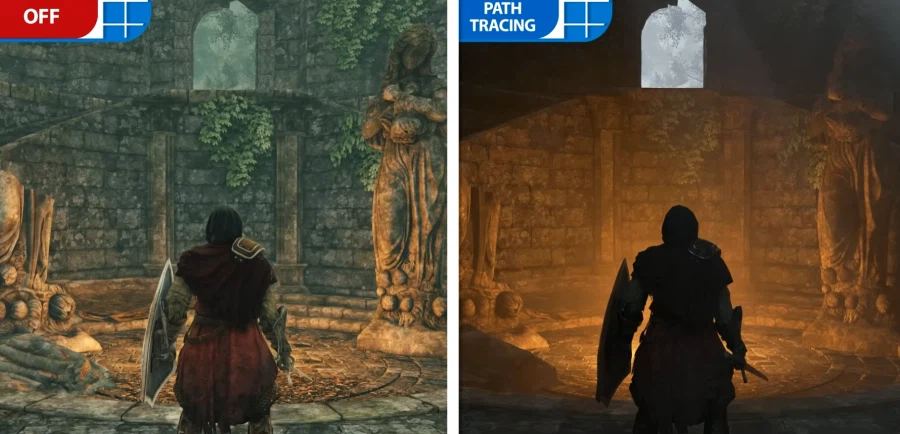 다크소울 2 원본, 패스트레이싱 비교_2.webp