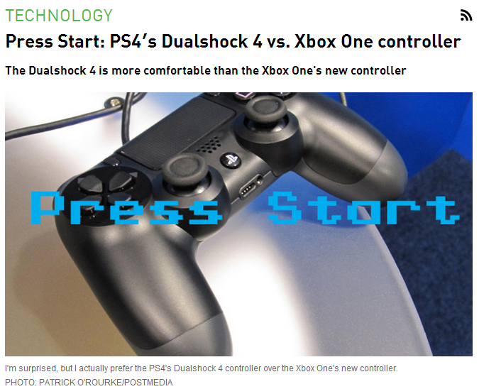 Dualshock 4 VS Xbox One controller 플레이스테이션 정보
