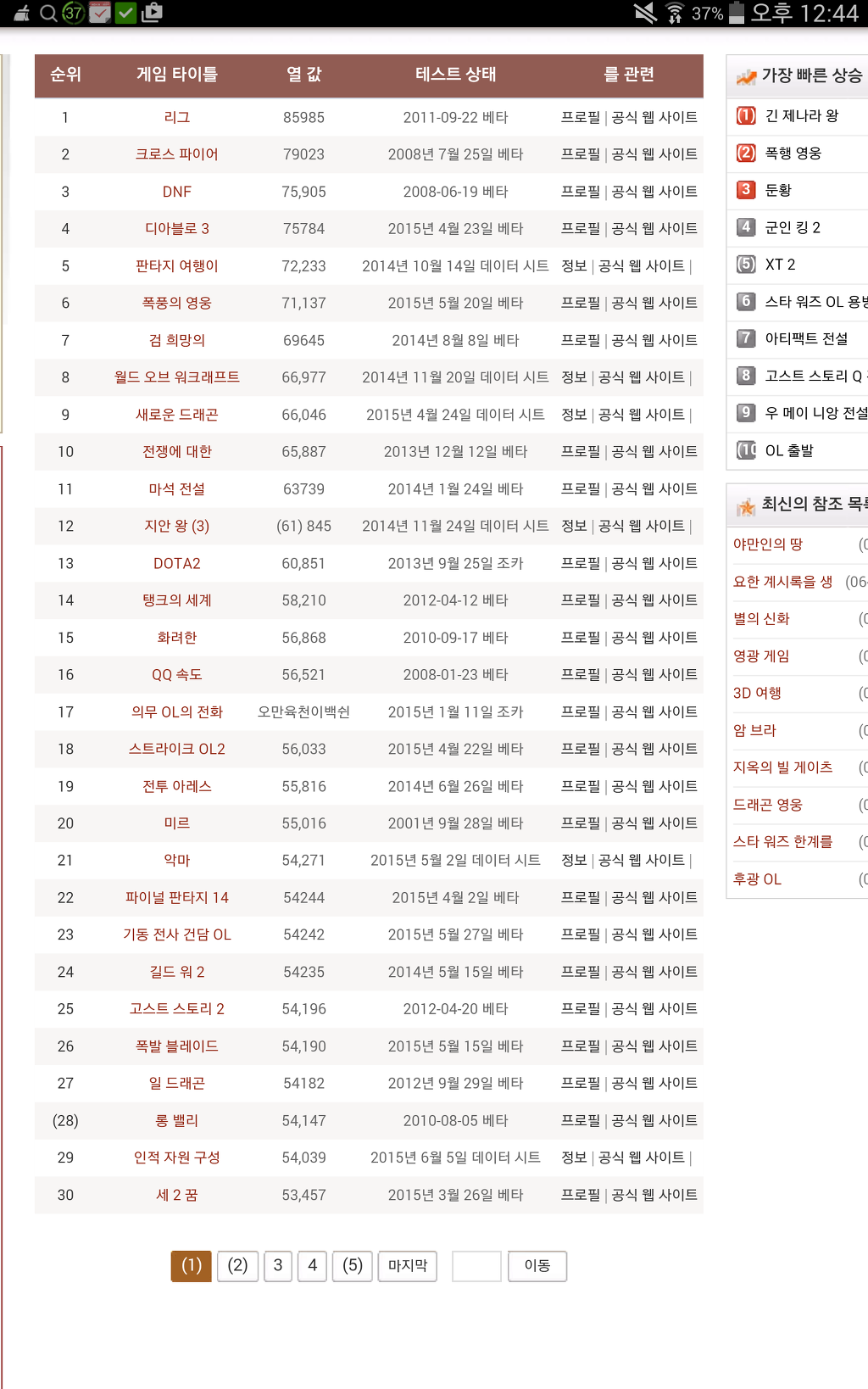 중국 Pc방 게임 순위 Pc 게임 정보 루리웹