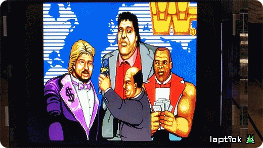 [ARCADE]_Andre_the_Giant_Ted_Dibiase_Wrestle_Mania_4_Interview_(1988)_Anigif.gif