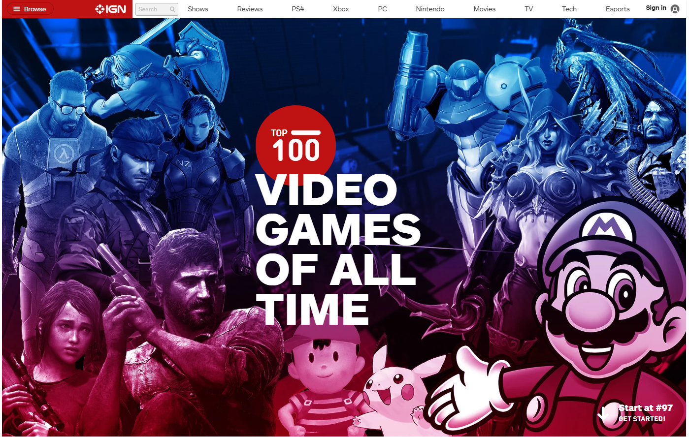 IGN 선정 역대 최고의 게임 TOP 100