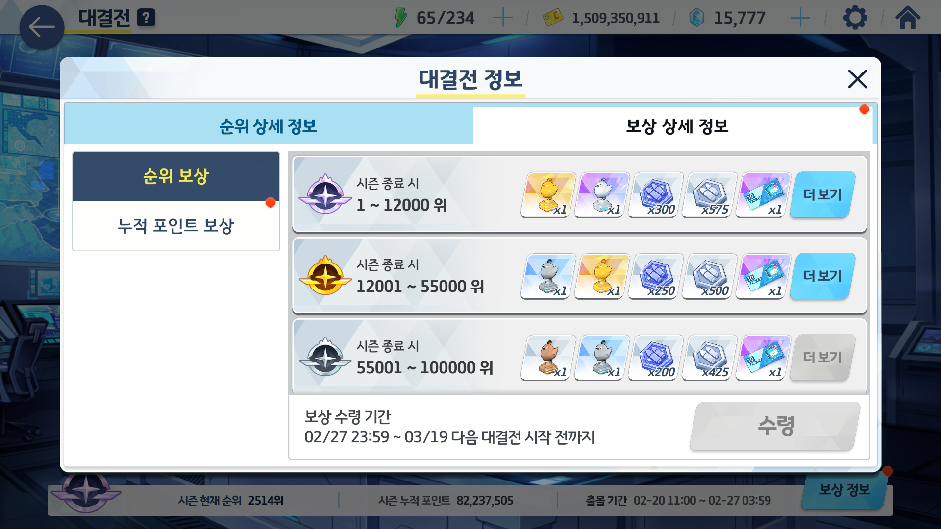 대결전이 인기가 없긴하네요