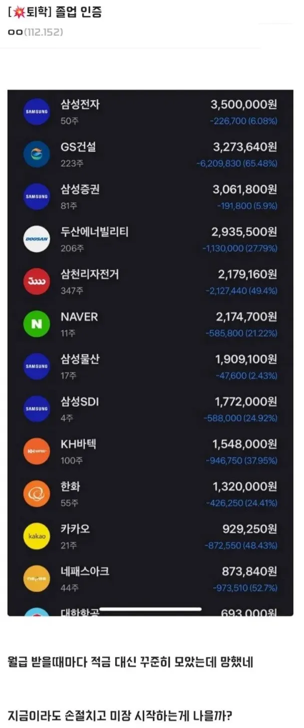 주식 퇴학 당함