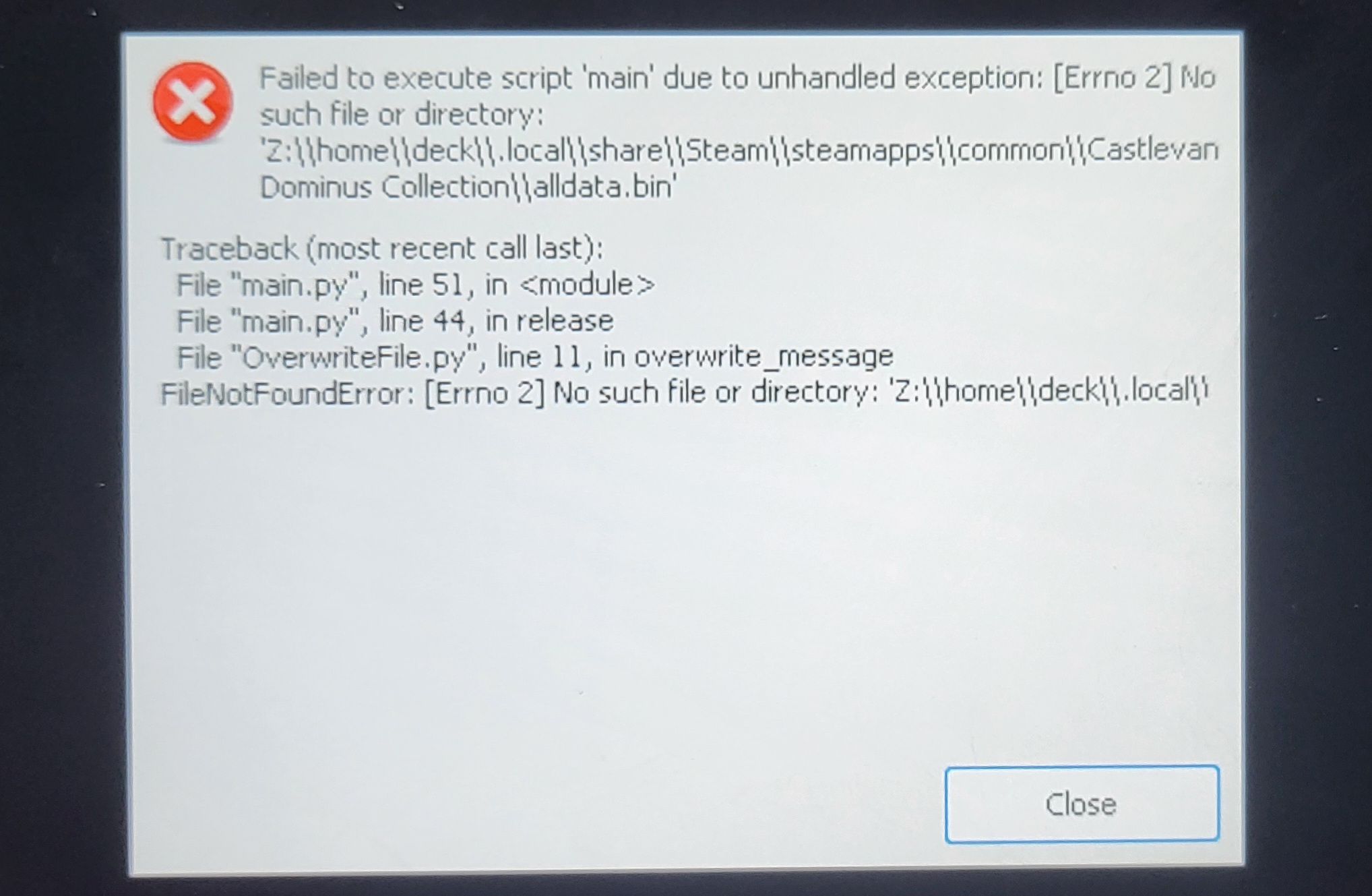스팀덱 한글패치시 오류 질문드립니다