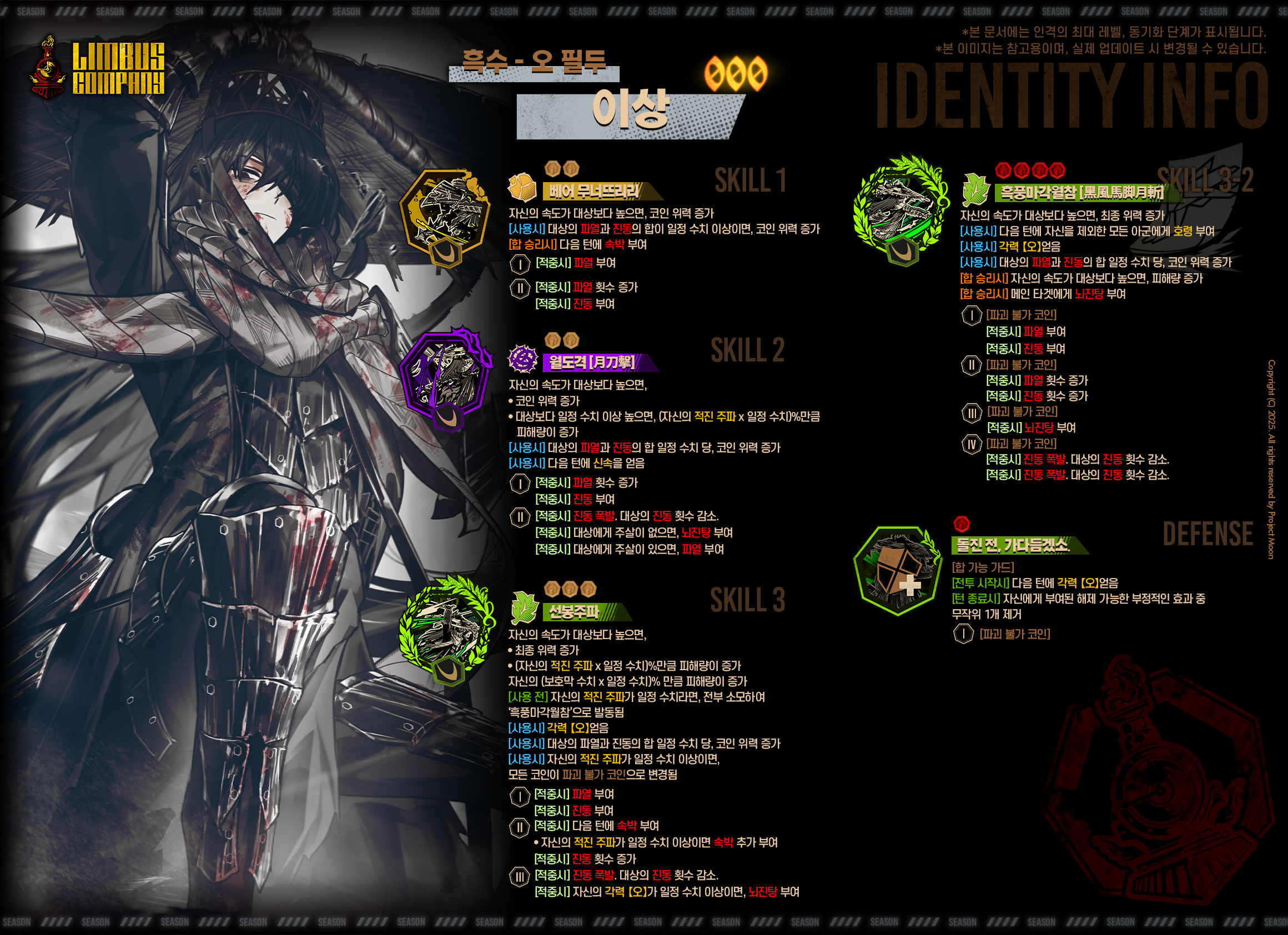 림버스 신규 인격 간단 연구 흑수오 필두 이상